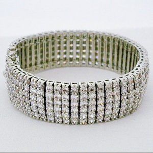 Women’s Jewelry Sparkling Bracelet Cuff, Wide CZ Statement Bracelet, NWT